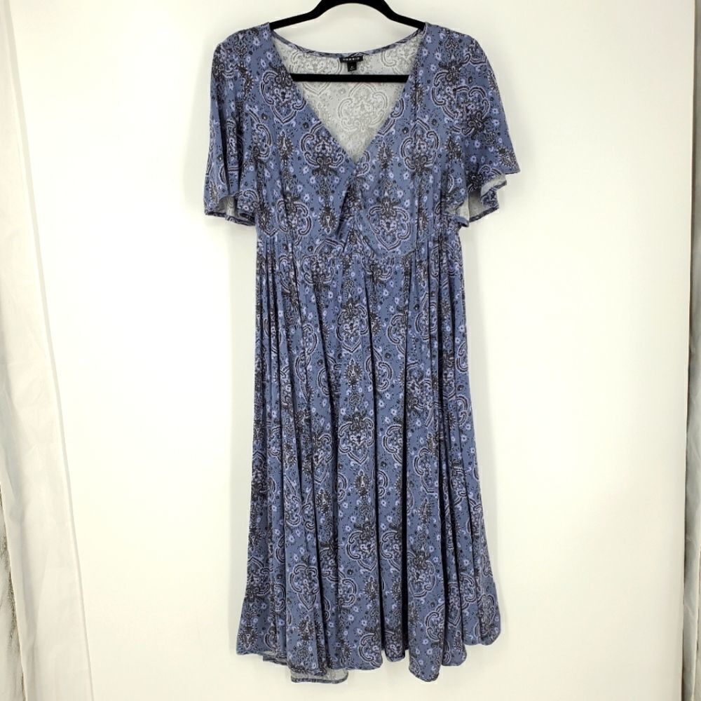 Torrid Pullover Dress with Flutter Sleeves And Ruching At Breast Plate